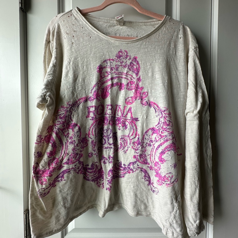 Magnolia Pearl Cream Long Sleeve Tee with Pink Graphic